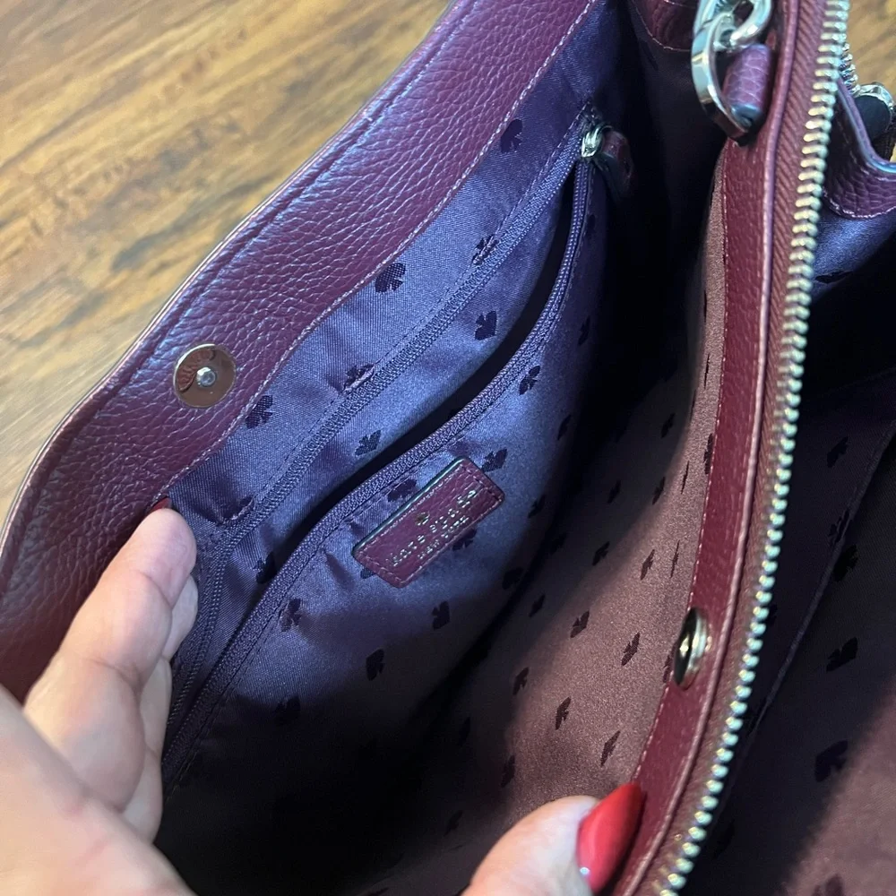 Kate Spade Burgundy Leather Handbag - Picture 6 of 10